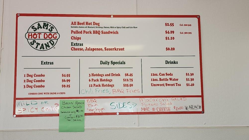 Sam's Hot Dog Stand Staunton Menu image 2